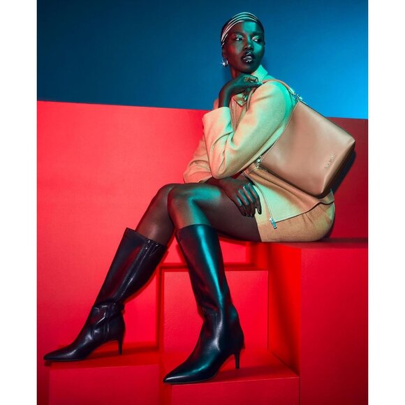 Donella Faux Leather Bucket Crossbody Bag Womens Adjustable Zipper - Picture 6 of 6